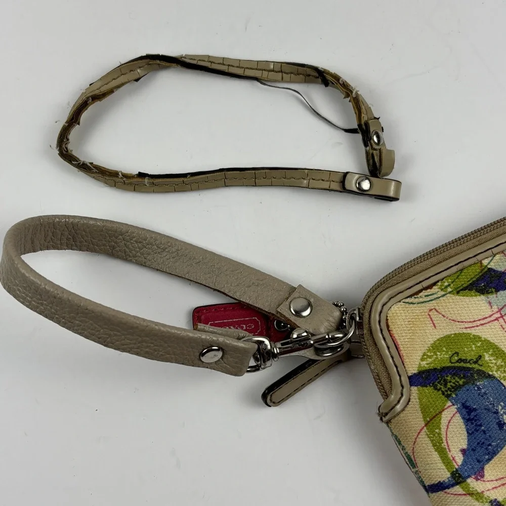 Coach Wristlet‎ Women Small Multicolor Poppy Graffiti Signature C Double Zip Y2K